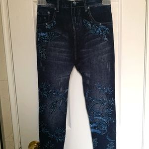 Floral/Rose/Bamboo Print Jean Leggings (2 pairs)